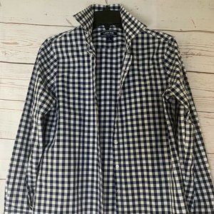 LANDS' END Size 6 Blue and White Checks Shirt